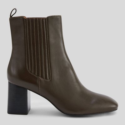 Bottines à talons en cuir MONOPRIX