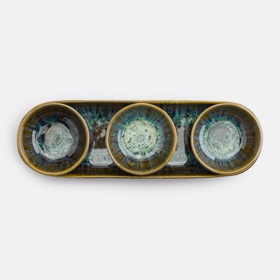 Set Nario aus 3 Schalen mit Tablett aus Steingut mit reaktiver Glasur LA REDOUTE INTERIEURS