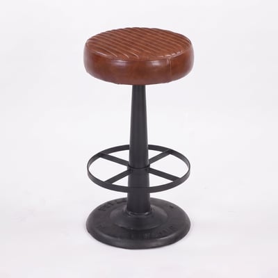 Tabouret pour îlot central 65 cm en cuir de buffle - LUCIEN MAISON PAVANE