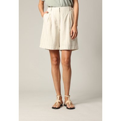 Short femme en coton et lin à rayures avec fermeture à glissière GITA DEELUXE
