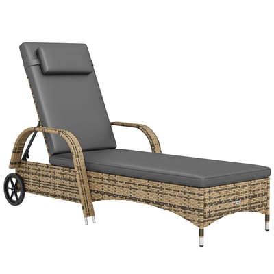 Chaise longue individuelle en rotin (modèle « OUTSUNNY