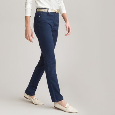 Stretch Cotton Straight Trousers, Length 30.5" ANNE WEYBURN