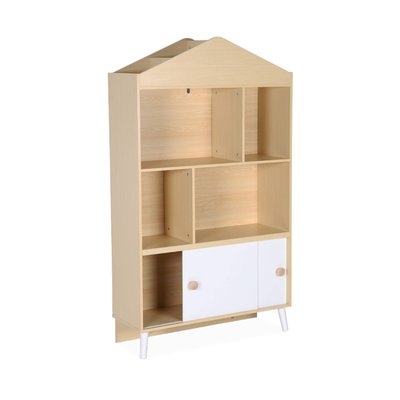 Bibliothèque enfant décor bois 2 portes 5 étagères EDGAR SWEEEK