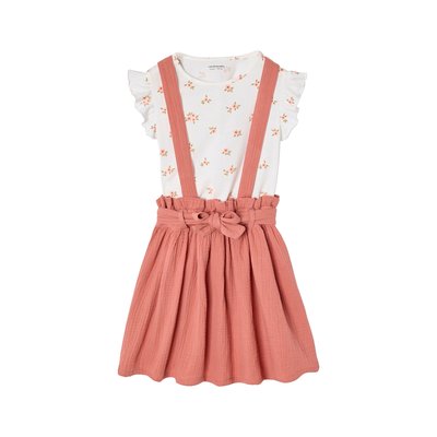 Ensemble t-shirt àvolants + jupe en gaze de coton VERTBAUDET