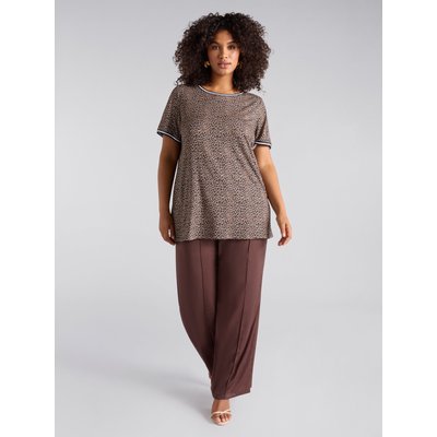 T-shirt cache-maillot à imprimé animalier avec bords à rayures FIORELLA RUBINO