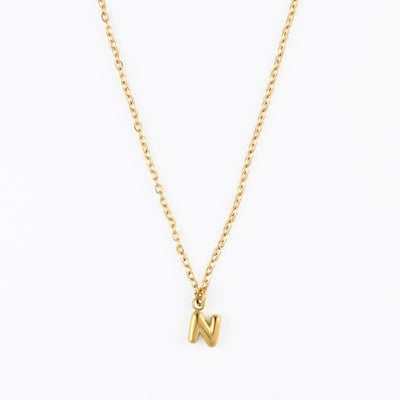 Collier à pendentif lettre N acier inoxydable BALABOOSTE