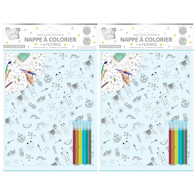Nappe à colorier 180 x 120 cm + 6 feutres (Lot de 2) CMP