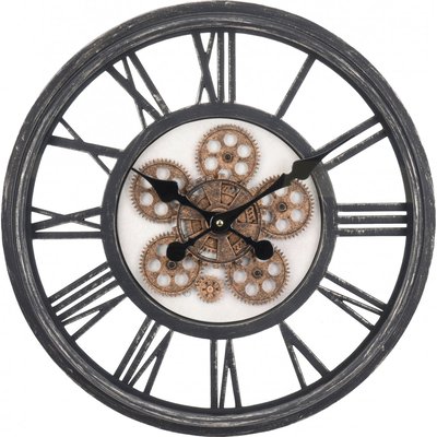 Horloge Murale Ronde en Chiffres Romains Engrenage - diamètre 50cm WADIGA