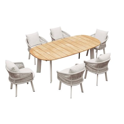 Ensemble repas de jardin en teck et aluminium, LASKA AU JARDIN DE CHLOÉ