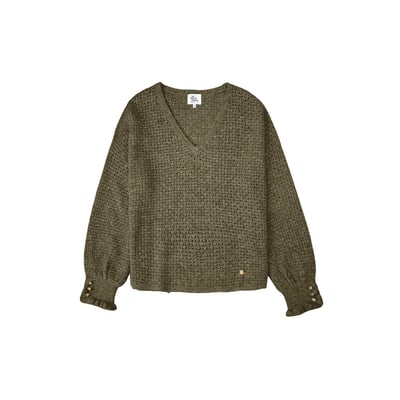 Maglione con scollo a V e polsini con volant, MANDINE LA PETITE ETOILE