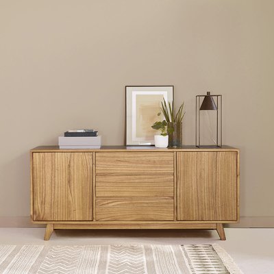 Commode en bois de mindy 3 tiroirs 2 portes 160  FIFTIES BERAH GETAH