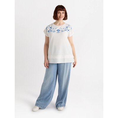 T-shirt avec un imprimé floral dans les tons bleus placé sur la partie supérieure FIORELLA RUBINO