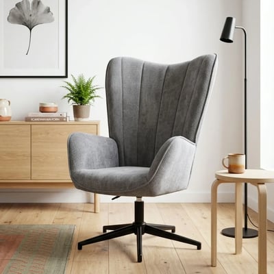 Fauteuil de salon pivotant en tissu à accoudoirs dossier haut - IGOR HELLIN, DEPUIS 1862