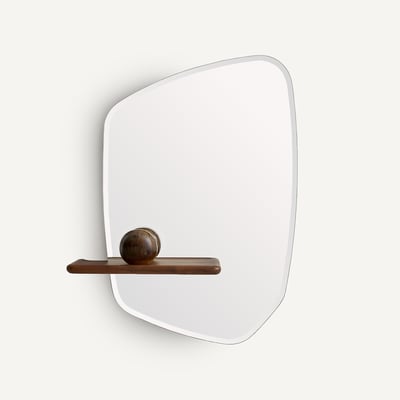 Miroir asymétrique à tablette en noyer, hauteur 88,7 cm, NELLA AM.PM