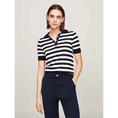 Pull col polo rayé, manches courtes TOMMY HILFIGER