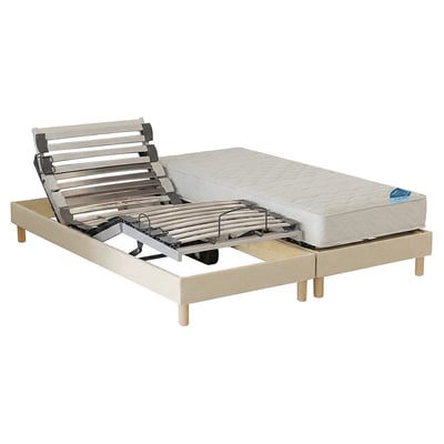 Ensemble lit électrique à lattes tissu, matelas mousse, soutien ferme et pieds LA REDOUTE INTERIEURS
