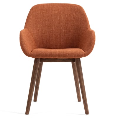 Chaise repas avec accoudoirs en tissu  pied chêne foncé ZAGO