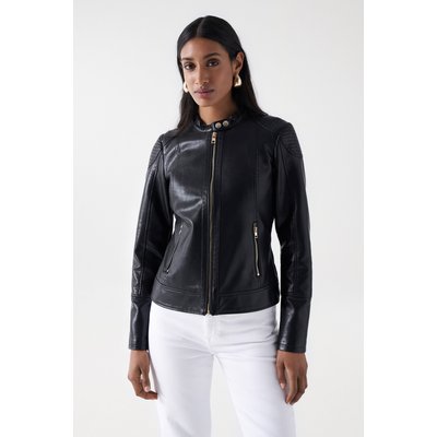 Veste jean cuir La Redoute