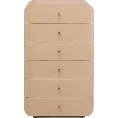 Chiffonnier 6 tiroirs en simili et noyer, TANGO KARE DESIGN