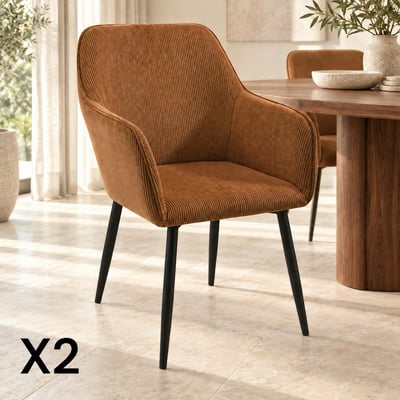 Fauteuil de table en velours cotelé (lot de 2) MALMOE PIER IMPORT