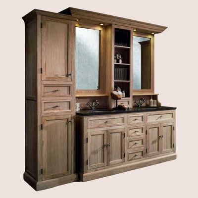 Meuble de salle de bain double vasque + 1 colonne G (ensemble) - VERONE HELLIN, DEPUIS 1862