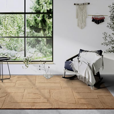Tapis salon motif géométrique, laine tissée main, ALEXIS authentique UN AMOUR DE TAPIS
