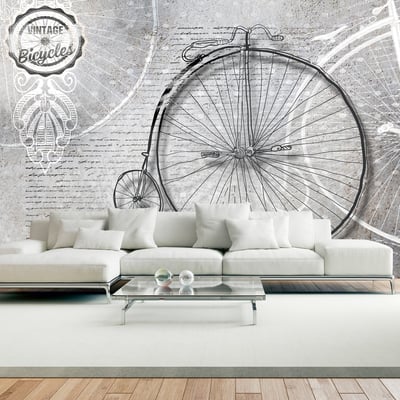 Papier peint intissé panoramique Vintage et Retro Vintage bicycles - black and white EDEN