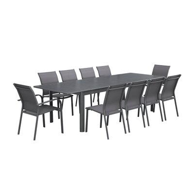 Table de jardin extensible aluminium 8 chaises 2 fauteuils SEATTLE + CLEVELAND + BUFFALO SWEEEK