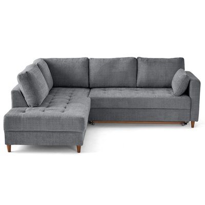 Canapé d'Angle Convertible en Velours texturé 5 places - ANNA LISA DESIGN