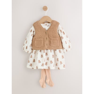 Robe, gilet et collants bébé, 3 pièces NEXT
