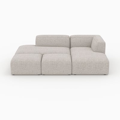 Canapé d'angle droit modulable, tissu 4 places , 2 poufs - HESTIA MAISON PAVANE