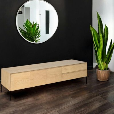 Meuble TV chêne massif 3 portes 220 cm OAKLAND PIER IMPORT