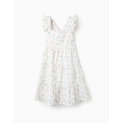 Robe en Coton à Fleurs avec Volants ZIPPY