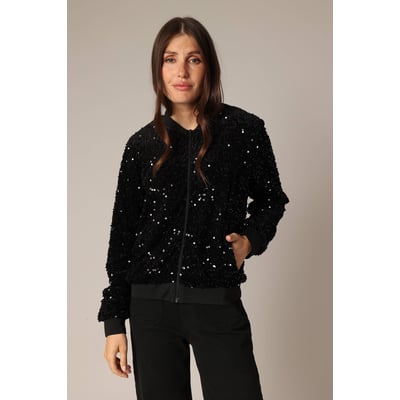Veste bomber en sequins avec fermeture zippée et finitions côtelées. CANDICE DEELUXE