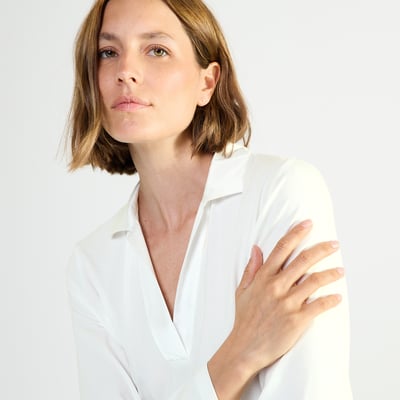 Chemise de nuit longue col polo en jersey ENVOUTANTE LAURENCE TAVERNIER