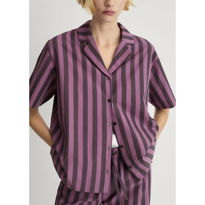 Chemise courte rayures tissu bicolore MANGO
