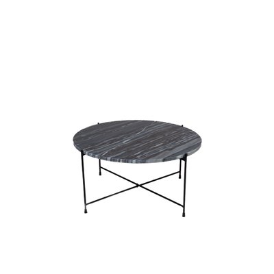 Table basse ronde en marbre et pieds en métal noir D70 - MELBA HELLIN, DEPUIS 1862
