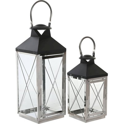 Lanterne moderne chromée en acier et verre style contemporain RECOLLECTION