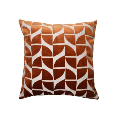 Coussin décoratif carré en velours dévoré à motif géométrique DOUCEUR D'INTÉRIEUR