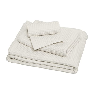 Serviette de toilette en coton bio, ESPRIT NID D'ABEILLE BLANC CERISE