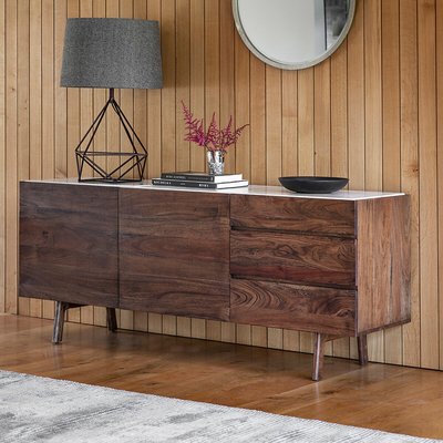 Dhuburi Marble & Walnut Rustic Sideboard SO'HOME