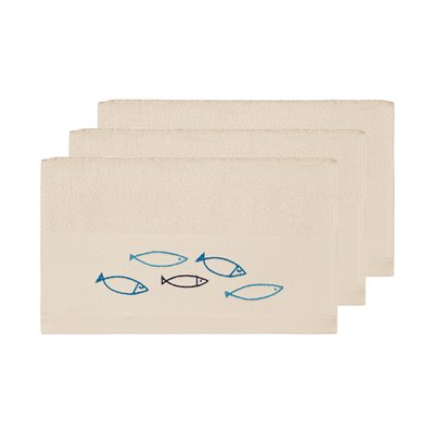 Lot de 3 serviettes invité OCEAN FISH SENSEI MAISON