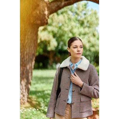 Manteau court boutonnée carreaux NATTIE LA PETITE ETOILE