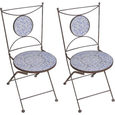 Chaise jardin fer forgé céramique Lot de 2 JARDINDECO