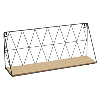 Étagère murale en métal noir et bois tablette 48x12x20cm WADIGA