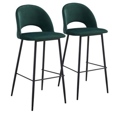 Lot de 2 chaises hautes en acier et velours, LOU OVIALA