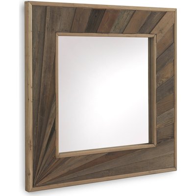 Miroir carré en bois naturel finition rustique à suspendre RECOLLECTION