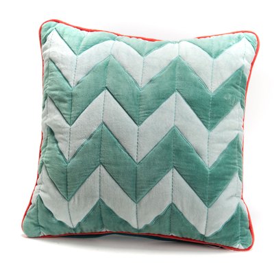 Coussin   45x45 cm en velours vert-ZIG ZAG AMADEUS