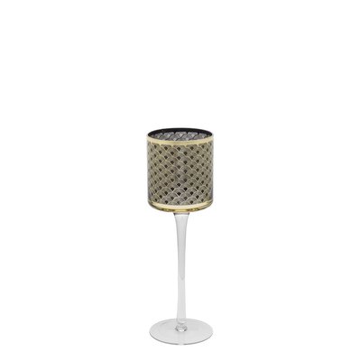 Porte-bougie décoratif à pied en verre H25 SIA DECO