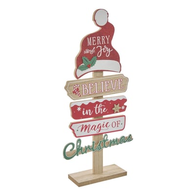 PANCARTE BOIS CHAPEAU PN H48 FEERIC LIGHTS & CHRISTMAS